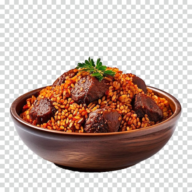 PSD biryani in wood boul on transparent background