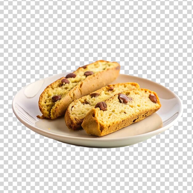 Biscotti op een wit bord geïsoleerd op een doorzichtige achtergrond