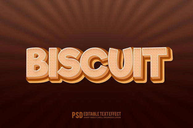 PSD biscuit 3d-teksteffect chocoladekleur bewerkbaar 3d-stijl teksteffectontwerp