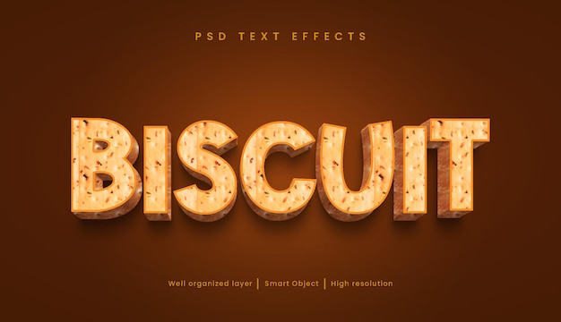 Biscuit bewerkbaar teksteffect 3d