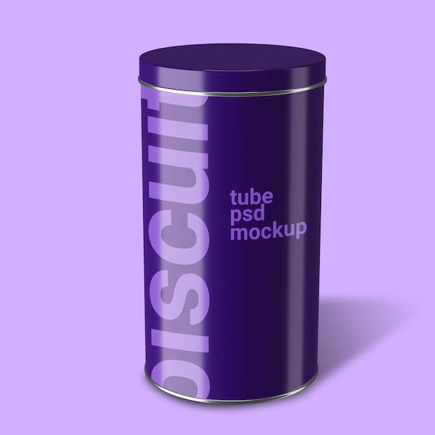 PSD biscuit container tube mockup