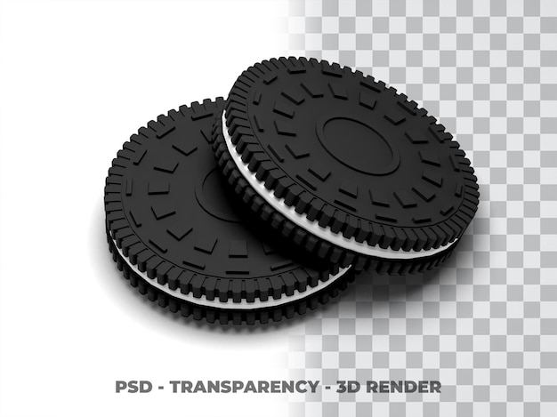 PSD biscuit oreo cookies 3d render with transparency background