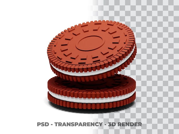 PSD biscotti oreo cookies 3d render con sfondo trasparente