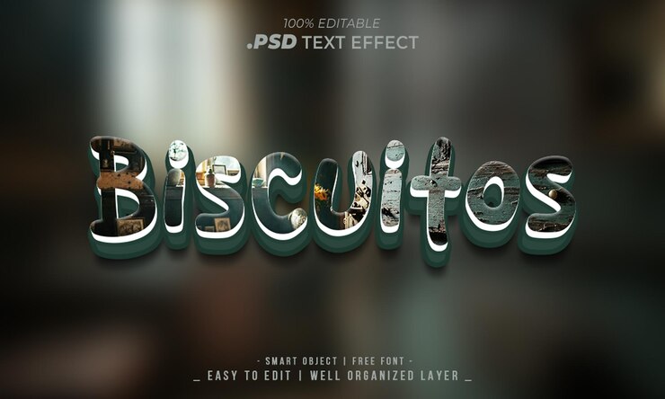 PSD ビスケット 3d テキストエフェクト 広告とブランド
