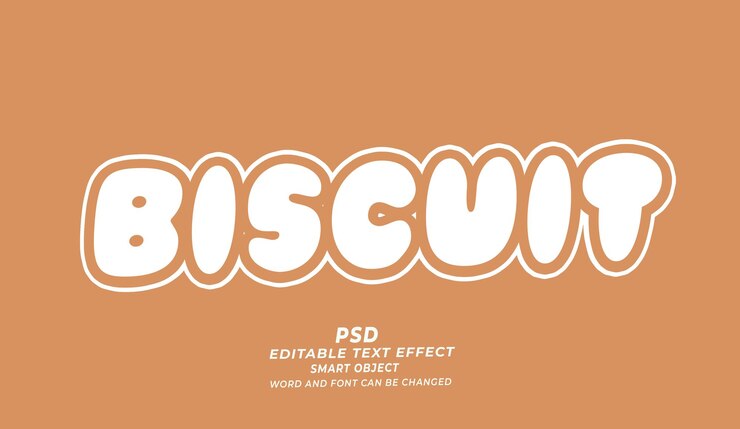 Бисквиты 3d PSD редактируемый текст эффект Photoshop шаблон