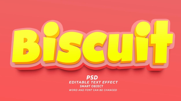 PSD Бисквиты 3d psd редактируемый текстовый эффект
