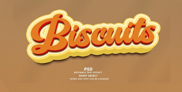 ビスケット PSD 3D編集可能なテキスト効果