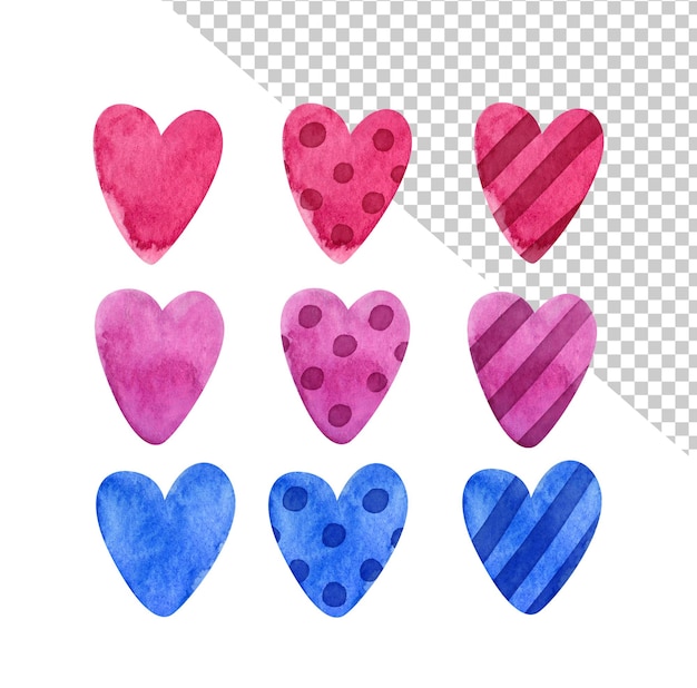 PSD bisexual pride psd watercolor clipart with hearts lgbtq art rainbow clip art