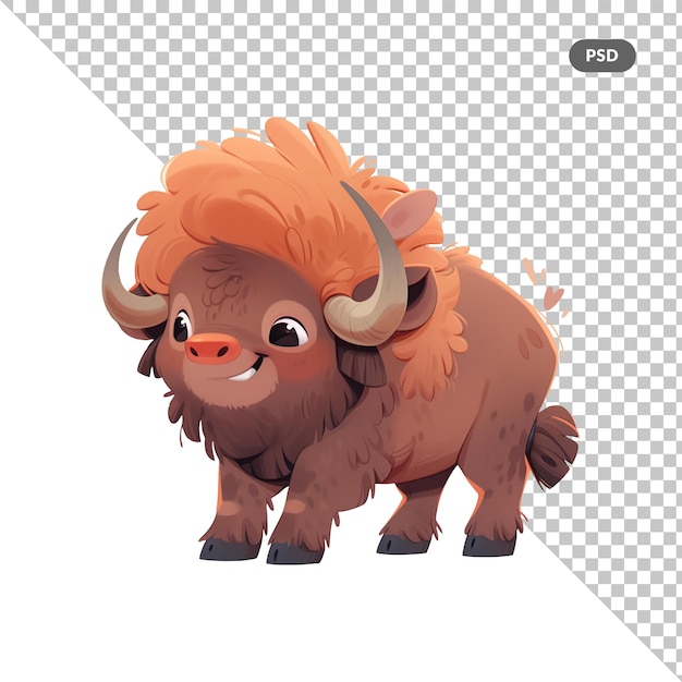 PSD a bison with a horns on its head