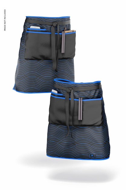 bistro waist aprons mockup, falling