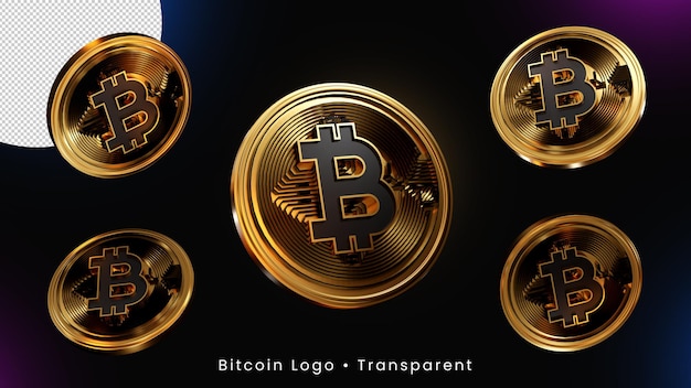 PSD bitcoin 3d logo btc ikona tło