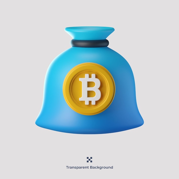 Illustrazione dell'icona 3d della borsa bitcoin