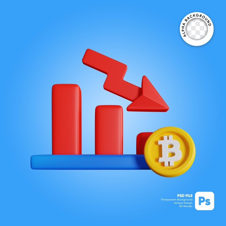 PSD bitcoin bearish 3d illustration