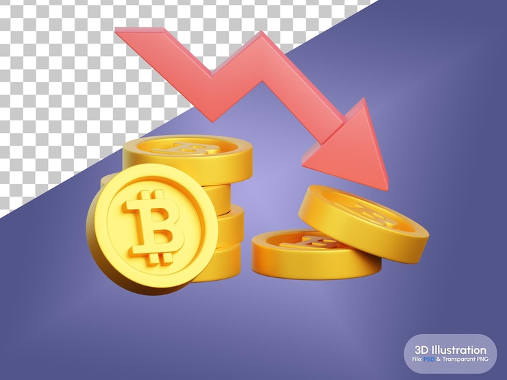 PSD bitcoin bearish of cryptocurrency bitcoin 3d illustration