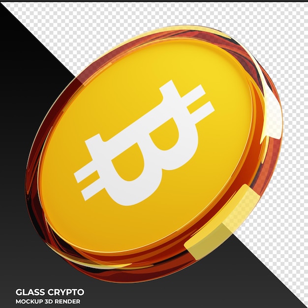 Bitcoin BTC Glass Crypto Coin 3D Illustration