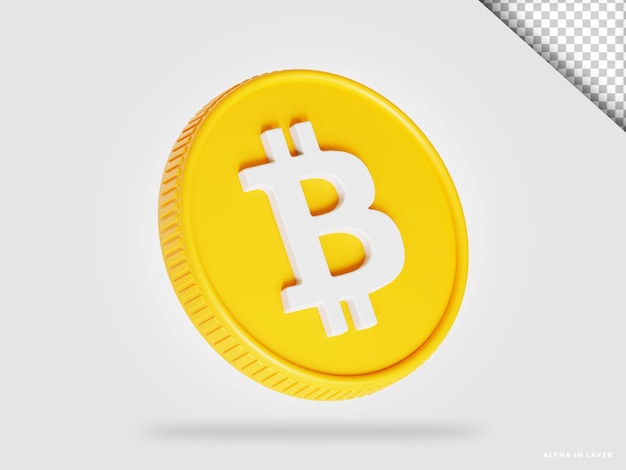 Bitcoin btc kryptowaluta moneta renderowania 3d na białym tle