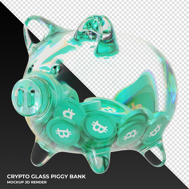 Bitcoin Cash BCH coin in clear glass piggy bank 3d rendering