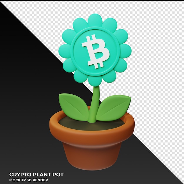 3d-иллюстрация bitcoin cash bch crypto plant pot