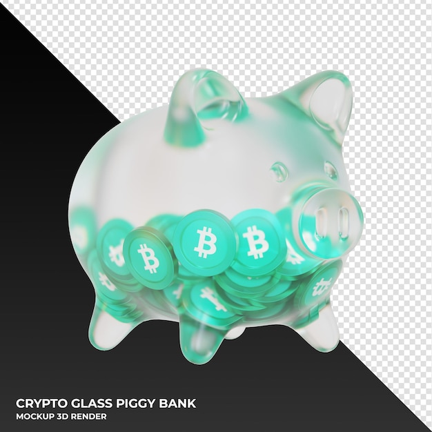 Bitcoin Cash BCH Glass piggy bank with crypto coins 3d illustration