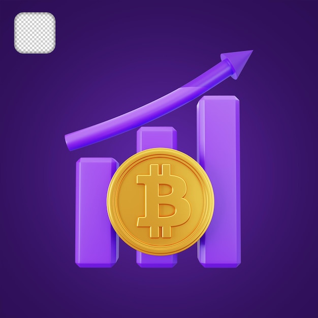 Bitcoin chart bullish 3d illustration