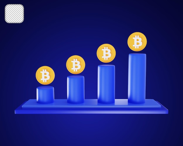 bitcoin chart bullish 3d rendering