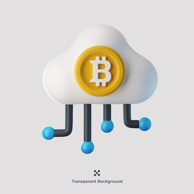 Bitcoin chmura 3d ikona ilustracja