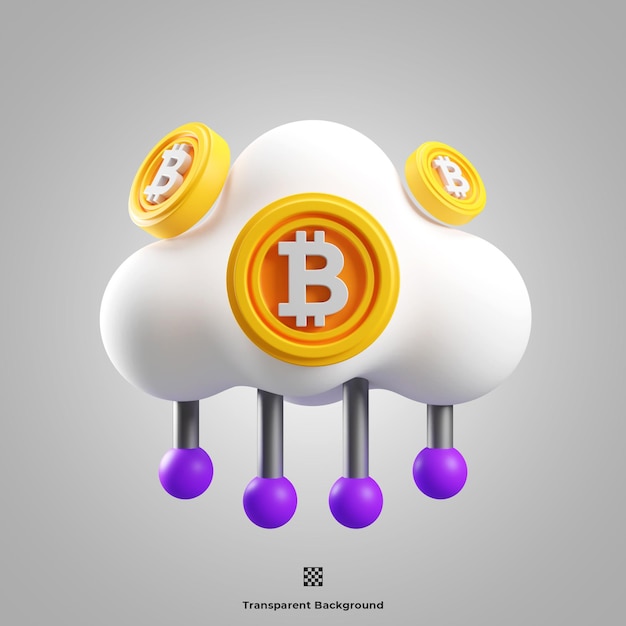 Bitcoin chmura 3d ikona ilustracja