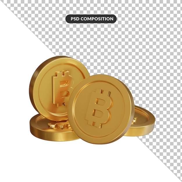 Bitcoin coin 3d visual isolato