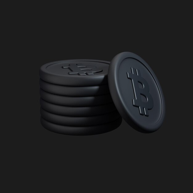 Bitcoin crypto stack on dark background