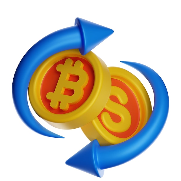 ビットコインの暗号通貨コインに矢印が付いている