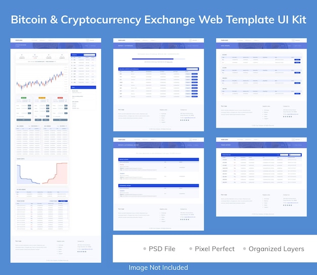 Набор пользовательского интерфейса веб-шаблона для обмена криптовалютой Bitcoin amp