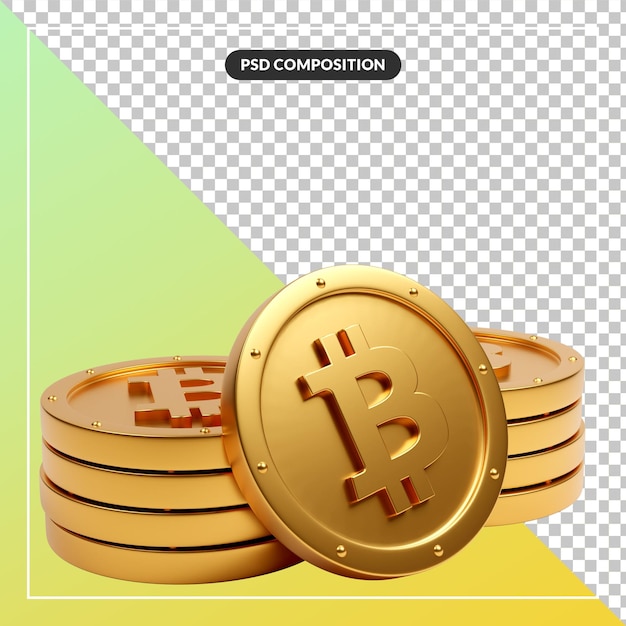 Bitcoin cryptocurrency gouden munten 3d stapel illustratie