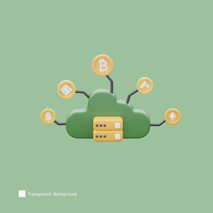 PSD bitcoin database icon 3d rendering illustration