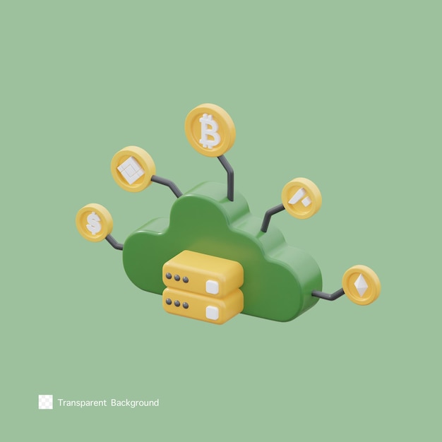 Bitcoin database icon 3d rendering illustration