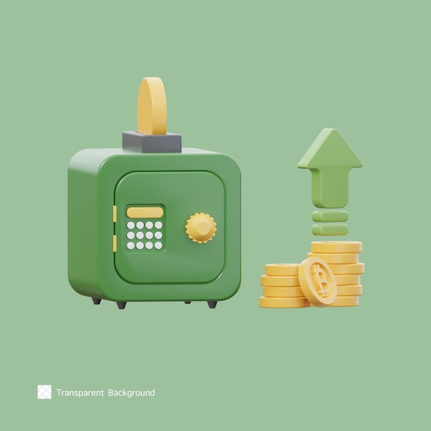 PSD bitcoin deposit icon 3d rendering illustration