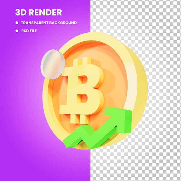 I guadagni di bitcoin salgono alle stelle rendering 3d isolato