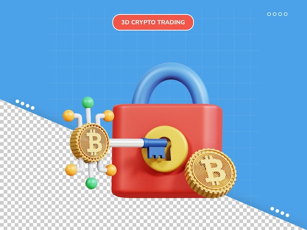 Bitcoin encryption key 3d icon