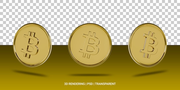 PSD iconica 3d della moneta d'oro bitcoin