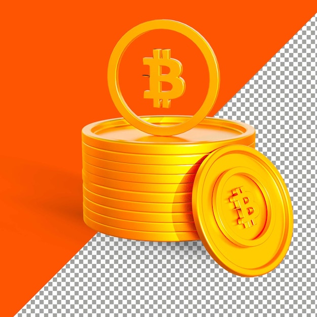 Rendering 3d di moneta d'oro bitcoin