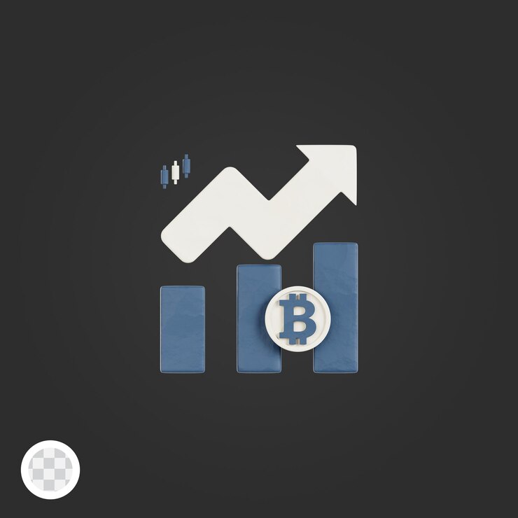 PSD bitcoin graph with arrow on top