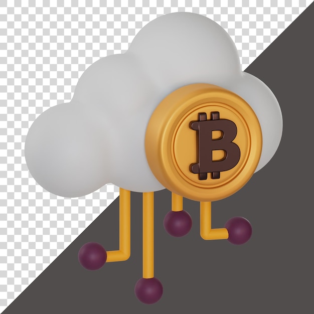 PSD bitcoin i crypto w renderowaniu cloud 3d