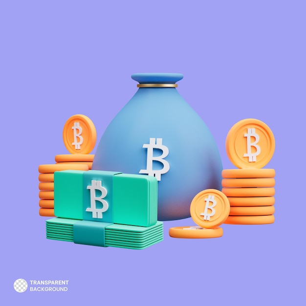 Bitcoin in een pot isometrisch pictogram geïsoleerde 3d illustratie