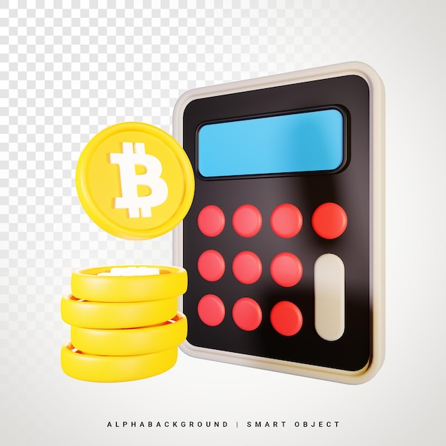 Bitcoin Kalkulator 3d Ikona Ilustracja