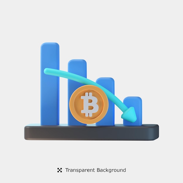 Illustrazione dell'icona 3d di perdita di bitcoin