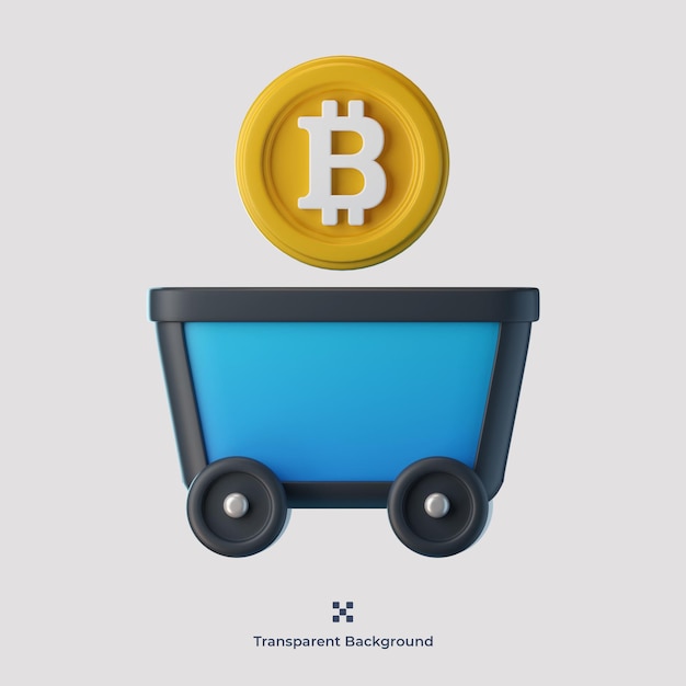 Bitcoin mijnbouw kar 3d pictogram illustratie