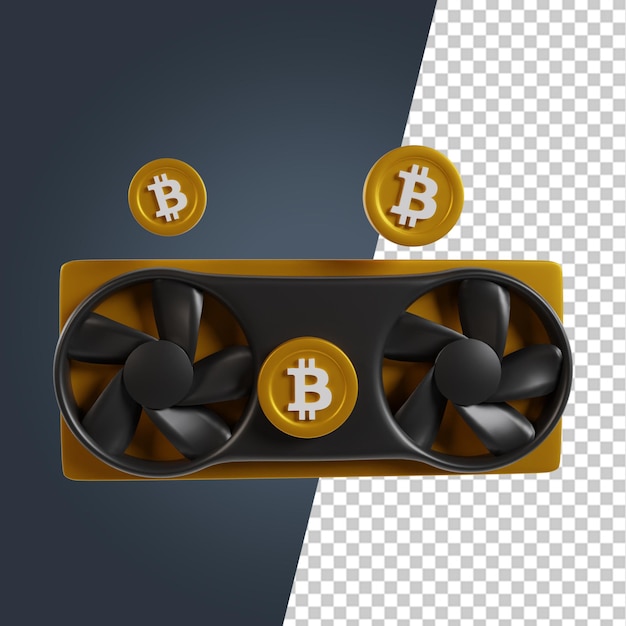 Bitcoin mining 3d render clipart icon