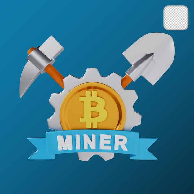 PSD bitcoin mining cryptocurrency gold 3d illustration