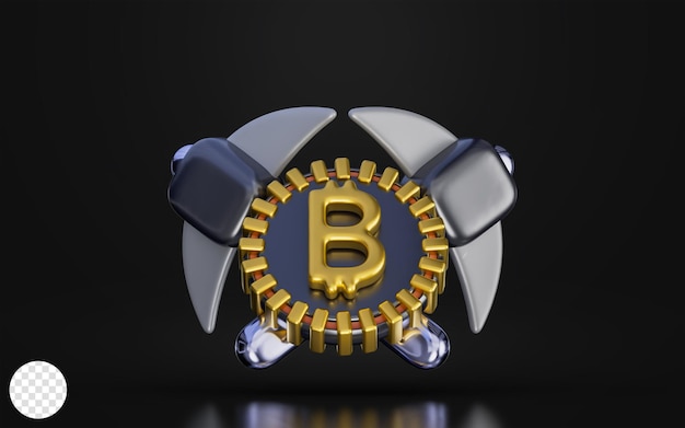 PSD bitcoin mining sign on dark background 3d render concept for cryptocurrency future currency