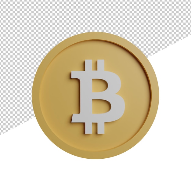 Bitcoin denaro vista frontale illustrazione 3d rendering icona sfondo trasparente