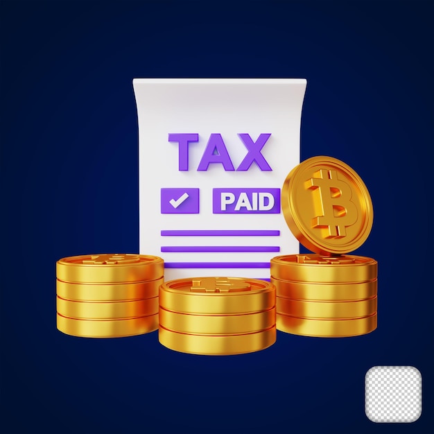 Bitcoin money and tax payments 3d illustration